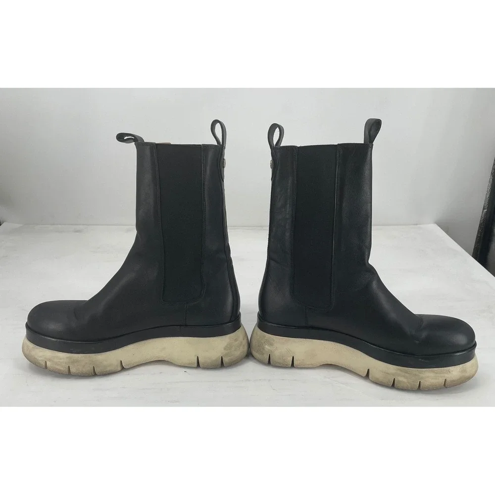 Isabel Marant Chelsea Boots 40 Black Good Platform Leather Sole Stud Detail
